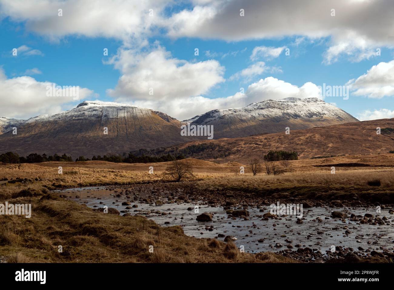 Beinn Achaladair aus dem schottischen Berg Clashgour, sechs Kilometer nordöstlich des Orchy-Orchy-Orchets gelegen Stockfoto
