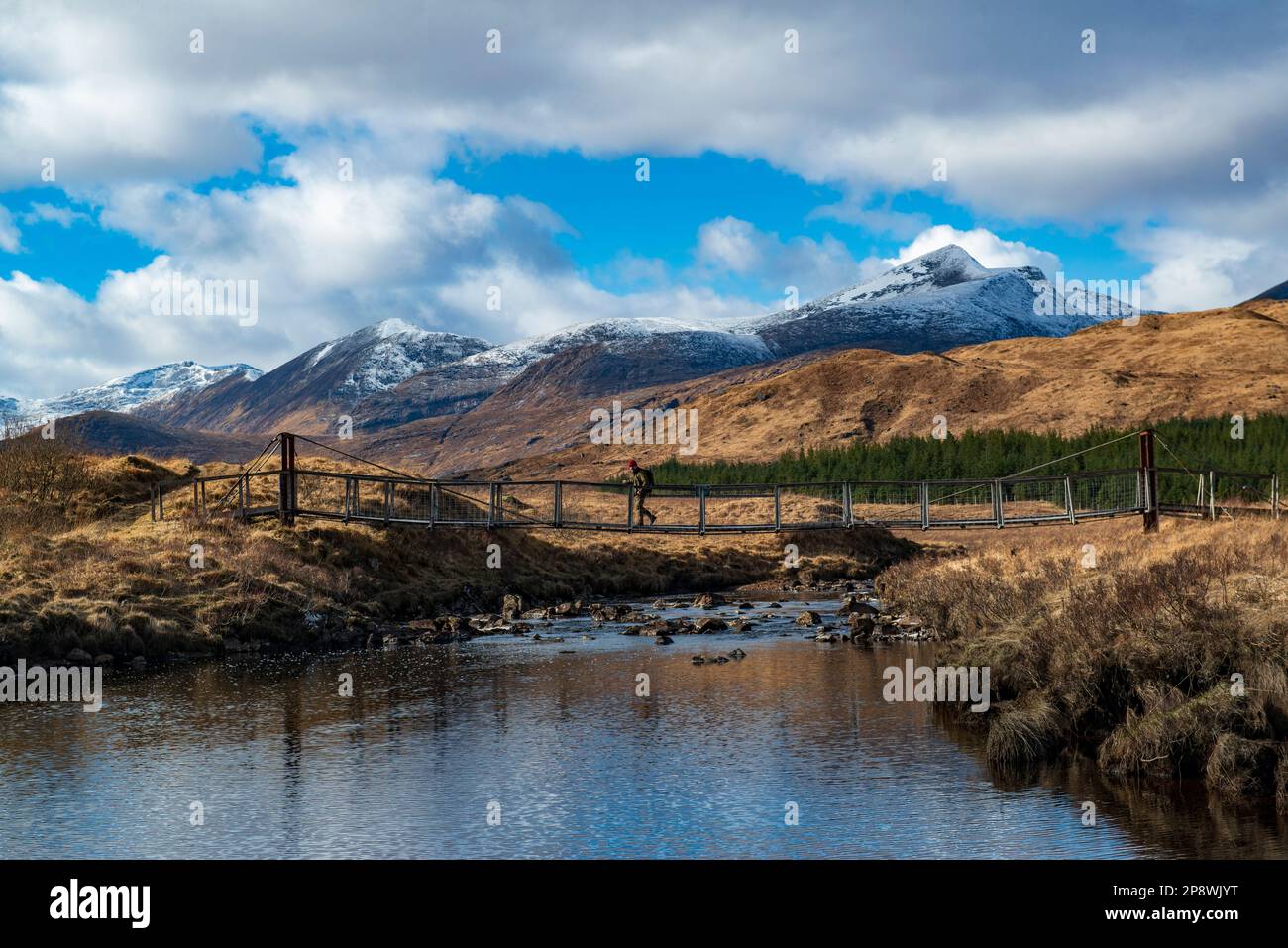 Hillwalker Walking in den schottischen Highlands, Glen Etive Munros von Clashgour Estate, Argyll & Bute Stockfoto