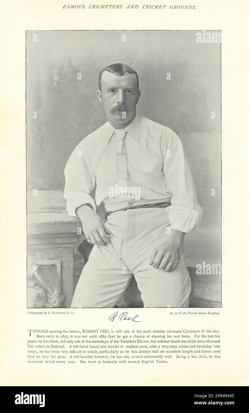 Robert Bobby Peel. Der linke Arm dreht den Bowler. Yorkshire Cricketer 1895 Jahre alt Stockfoto