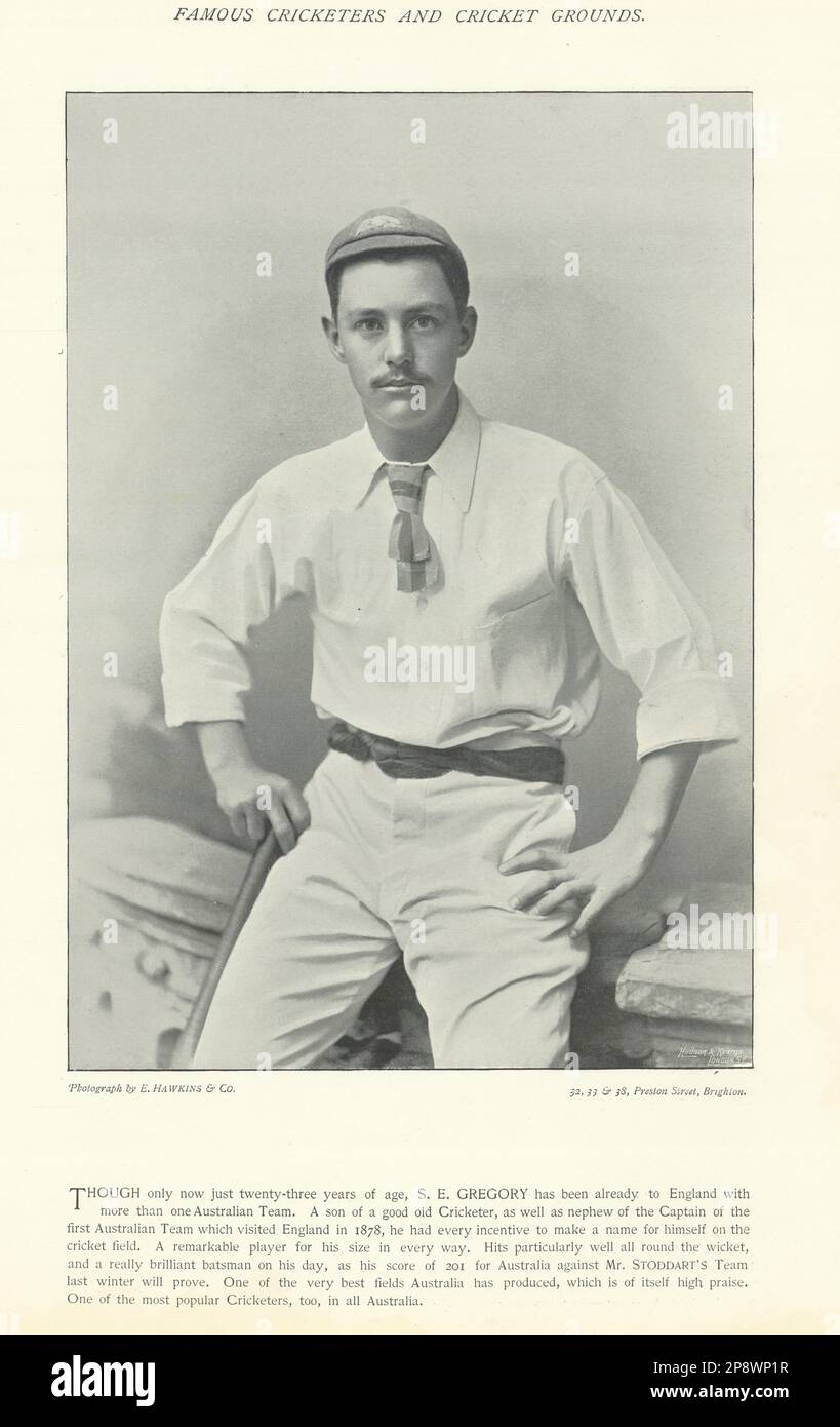 Sydney Edward Gregory. Rechtshänder Schlagmann. Australischer Cricketer 1895 Print Stockfoto