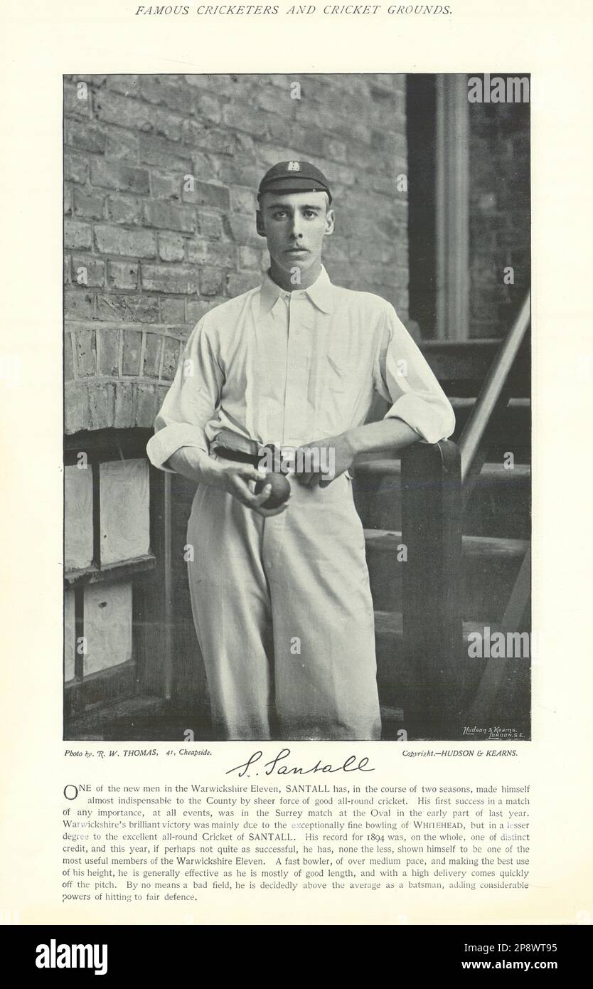 Sydney Santall. Rechter Arm, mittelschneller Bowler. Warwickshire Cricketer 1895 Stockfoto