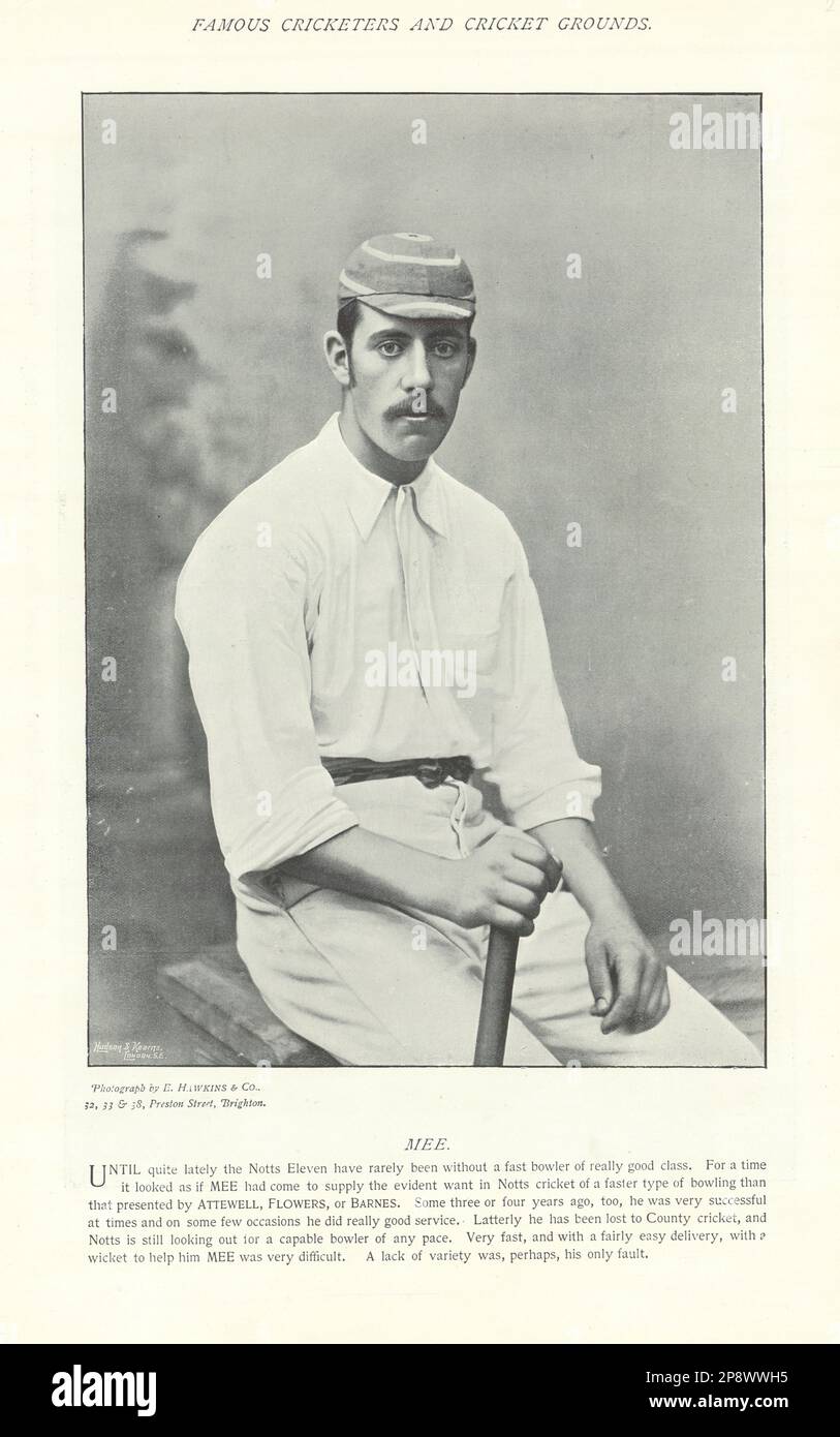 Robert Mee. Rechter Schlagmann und schneller Bowler. Nottinghamshire Cricketer 1895 Stockfoto
