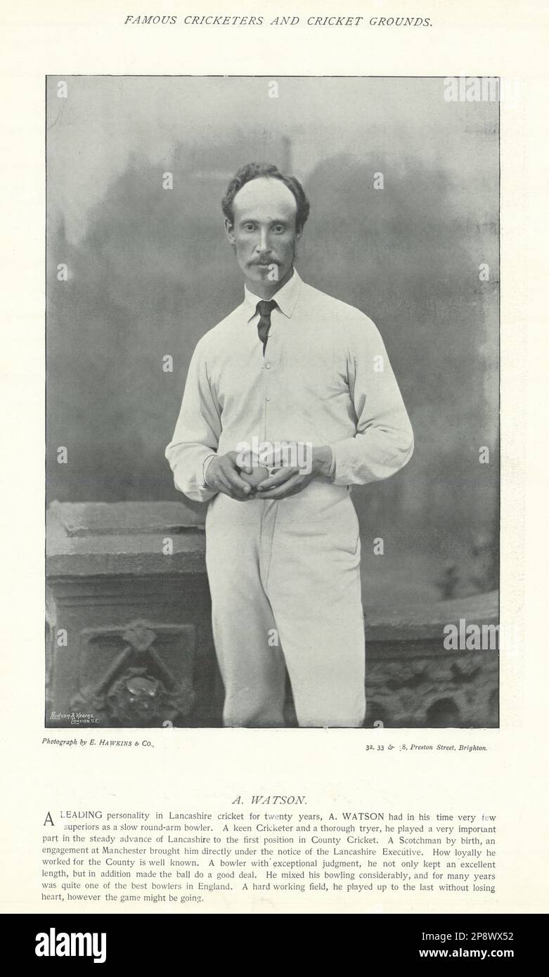 Alexander 'Alec' Watson. Rechter Arm Bowler. Lancashire Cricketer 1895 Jahre alt Stockfoto