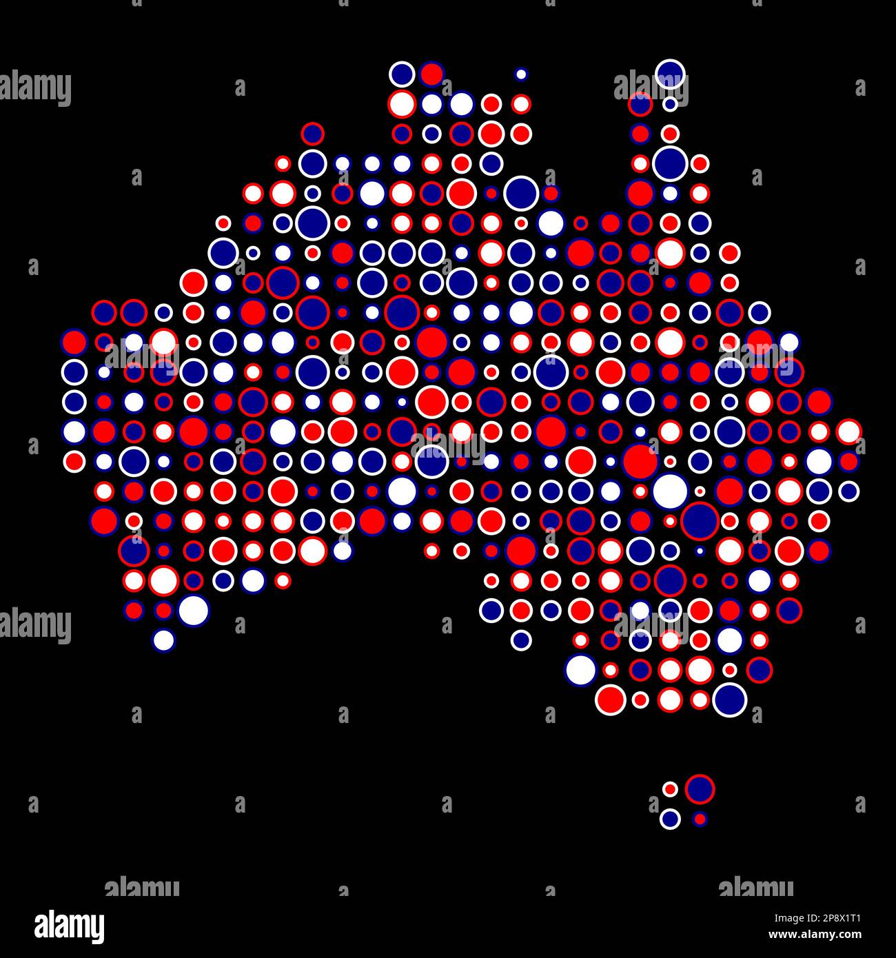 Abgeleitete Musterabbildung für Australien Map Silhouette mit Pixeln Stock Vektor