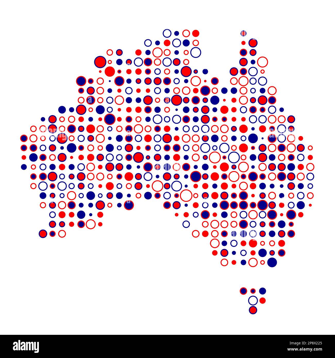 Abgeleitete Musterabbildung für Australien Map Silhouette mit Pixeln Stock Vektor