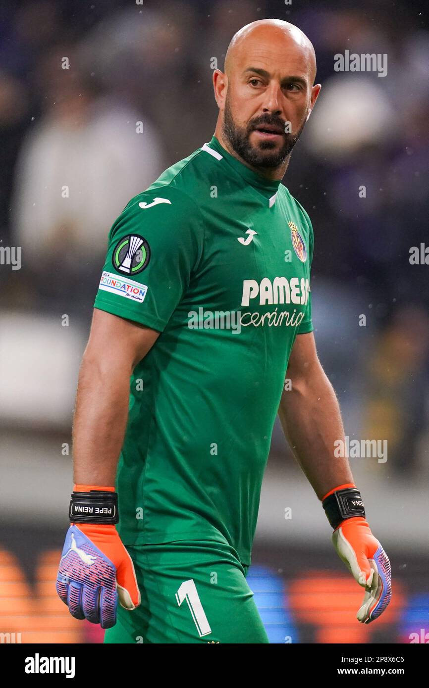 BRÜSSEL, BELGIEN - MÄRZ 9: Pepe Reina von Villarreal CF während der Runde 16 Leg One - Spiel der UEFA Europa Conference League zwischen RSC Anderlecht und Villarreal CF im Anderlecht-Stadion am 9. März 2023 in Brüssel, Belgien (Foto von Joris Verwijst/Orange Pictures) Stockfoto