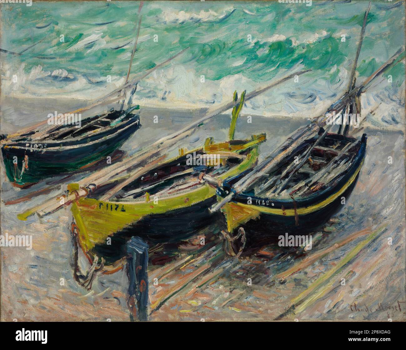 Three Fishing Boats 1886 von Claude Monet Stockfoto