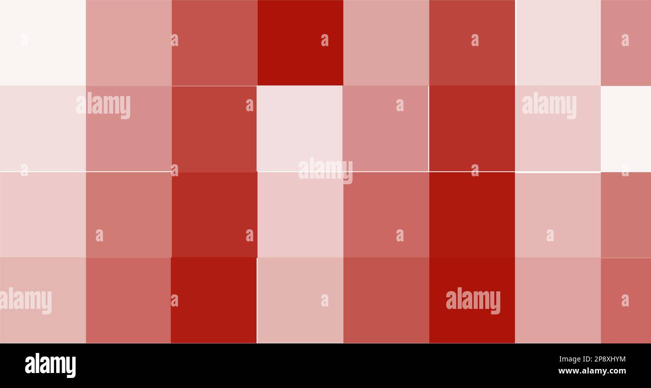 Zeilen mit roten und weißen Pixeln mit Kopierbereich Stockfoto