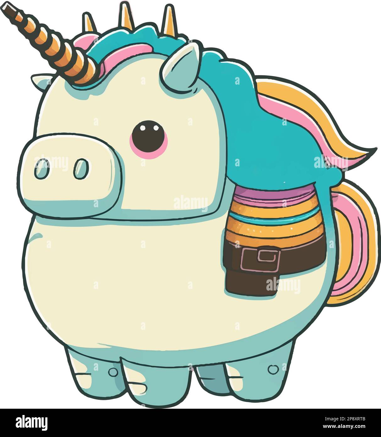 Einhorn Plump Clipart in süßem Cartoon-Stil wunderschöne Clip Art Einhorn Fat Stock Vektor