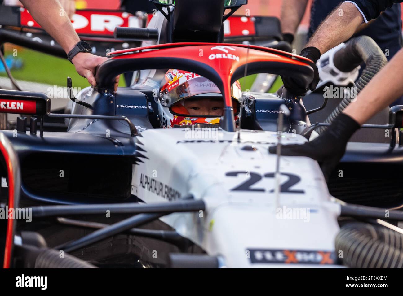 MANAMA, BAHRAIN, Sakhir Circuit, 5. März 2023: Nr. 22, Yuki TSUNODA, JAP, Team Scuderia Alpha Tauri, während des Bahrain Formel 1 Grand Prix bei der Ba Stockfoto