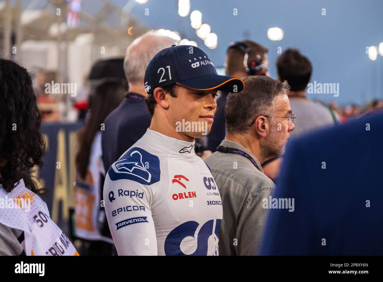 MANAMA, BAHRAIN, Sakhir Circuit, 5. März 2023: Nr. 21, Nick de VRIES, NDL, Scuderia Alpha Tauri, während des Bahrain Formel 1 Grand Prix im Bahr Stockfoto