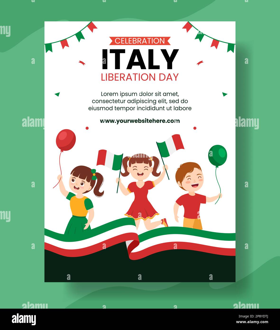 Italien Liberation Day Vertikales Poster Cartoon Handgezeichnete Vorlagen Hintergrunddarstellung Stock Vektor