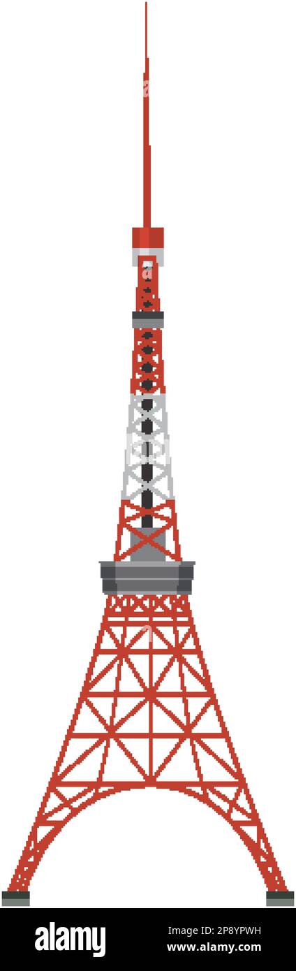 Abbildung des Tokyo Tower Flat Design Vector Stock Vektor