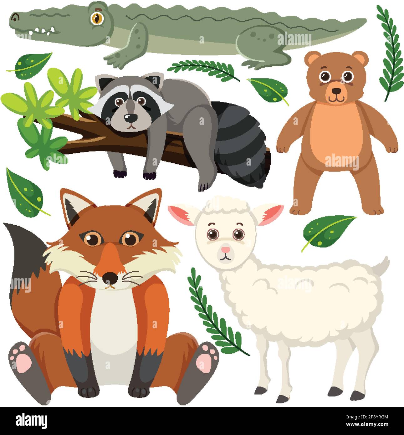 Set mit verschiedenen Tierfiguren Stock Vektor