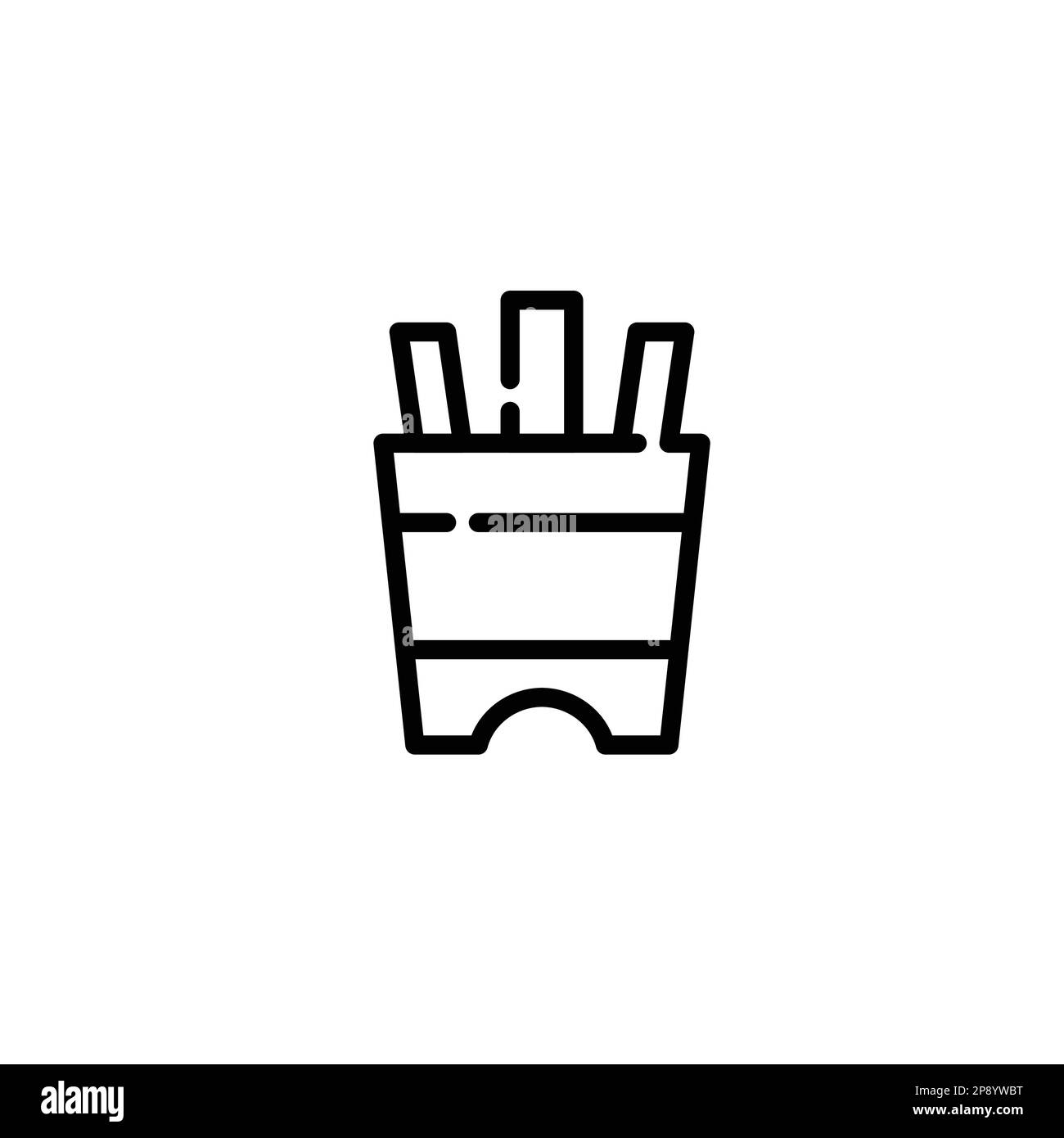 Pommes frites. Kartoffelsnack mit Fast Food. Pixelgenaue, bearbeitbare Kontur Stock Vektor