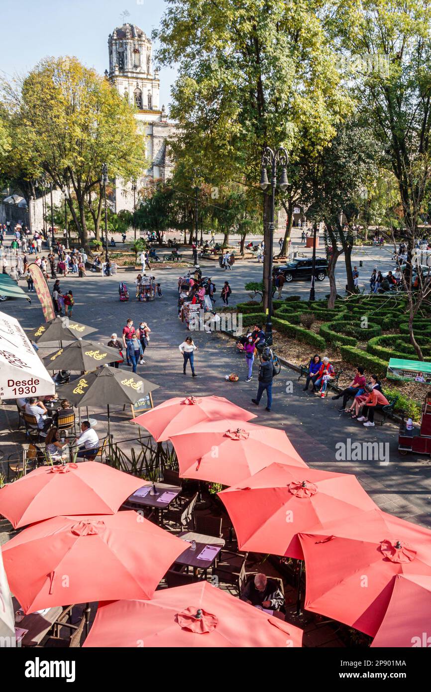 Mexiko-Stadt, Coyoacan, historisches Zentrum, Jardin Centenario Centennial Garden Park, männliche Männer, weibliche Frauen, Erwachsene, Bewohner, Cou Stockfoto