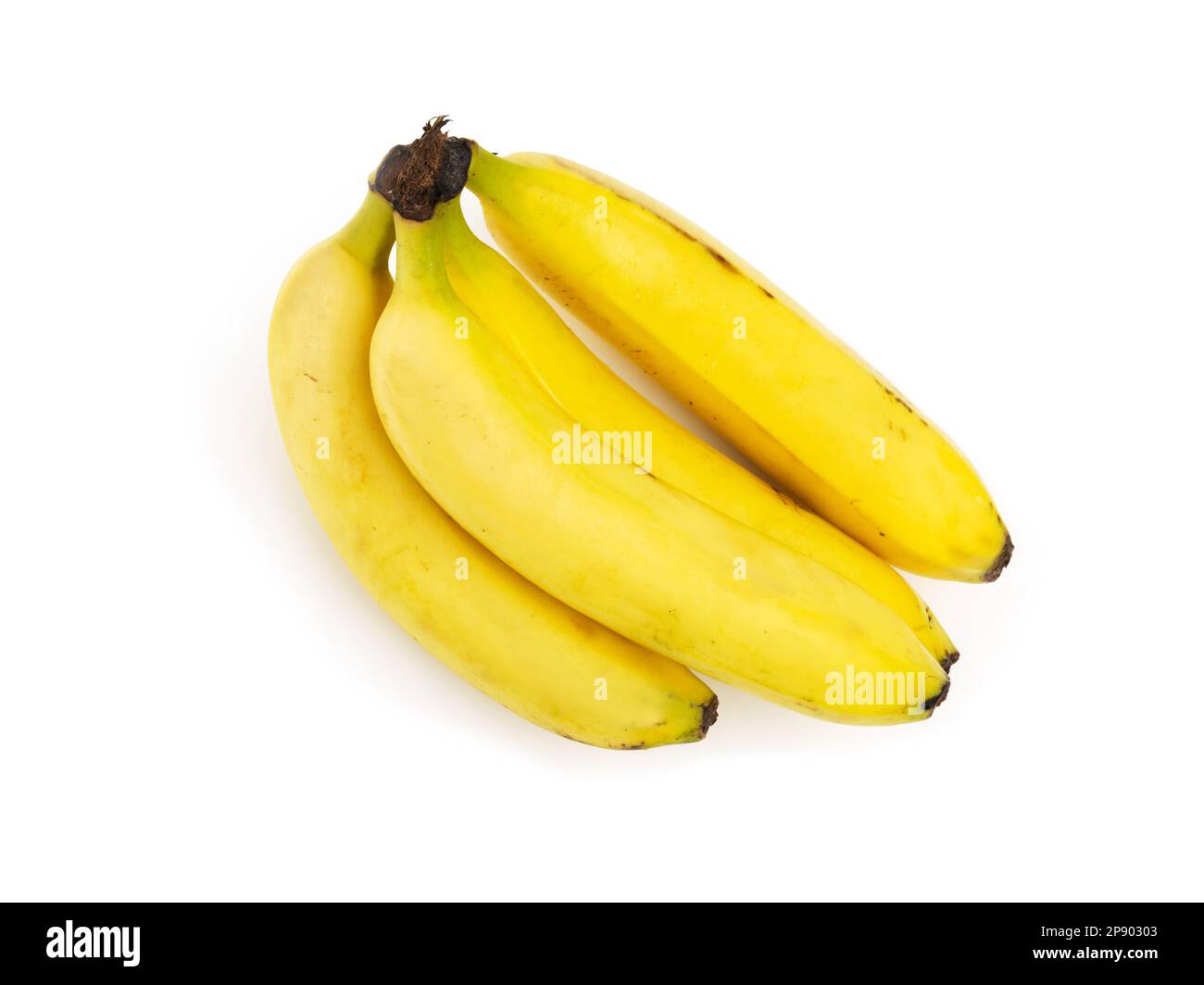 Bananen-Bonanza. Studioaufnahmen von einem Haufen reifer Bananen, isoliert auf Weiß. Stockfoto