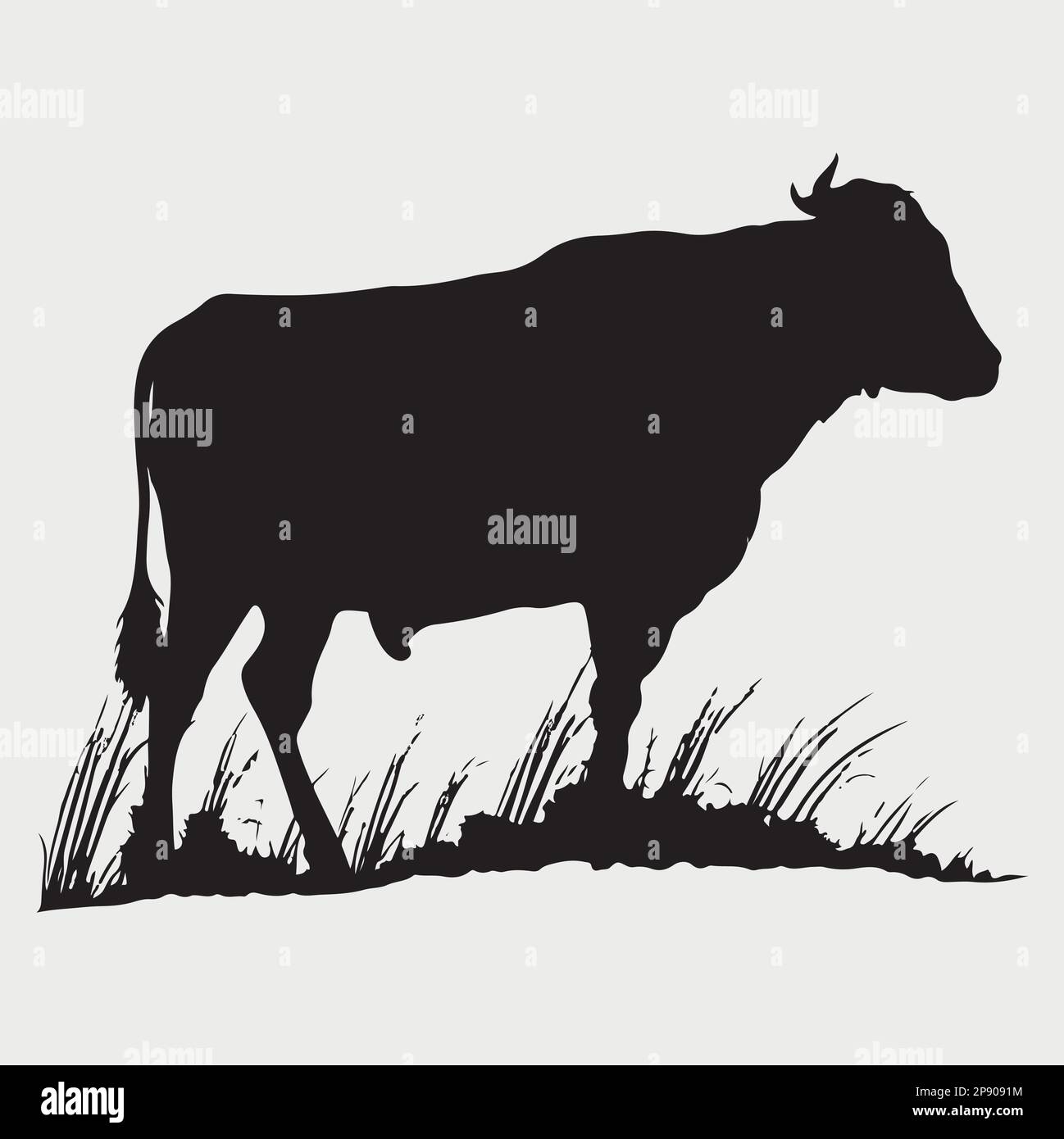 „Cow Silhouette Vector“-Symbol Für „Cow“ Stock Vektor