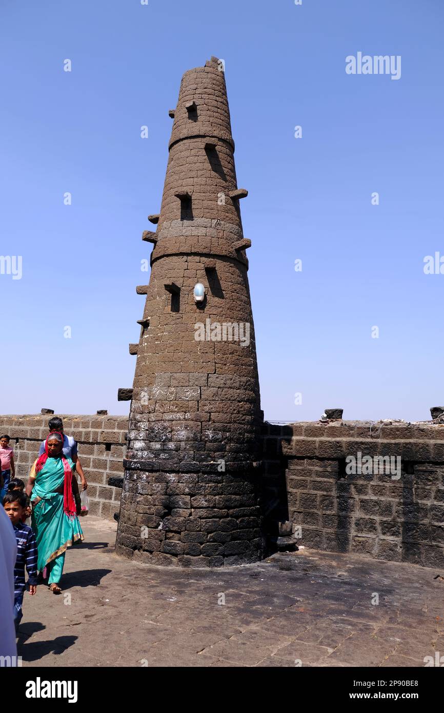 19. Februar 2023, Shikhar Shingnapur Tempel ein antiker Shiva Tempel rund 45 km von Satara, Maharashtra, Indien. Stockfoto