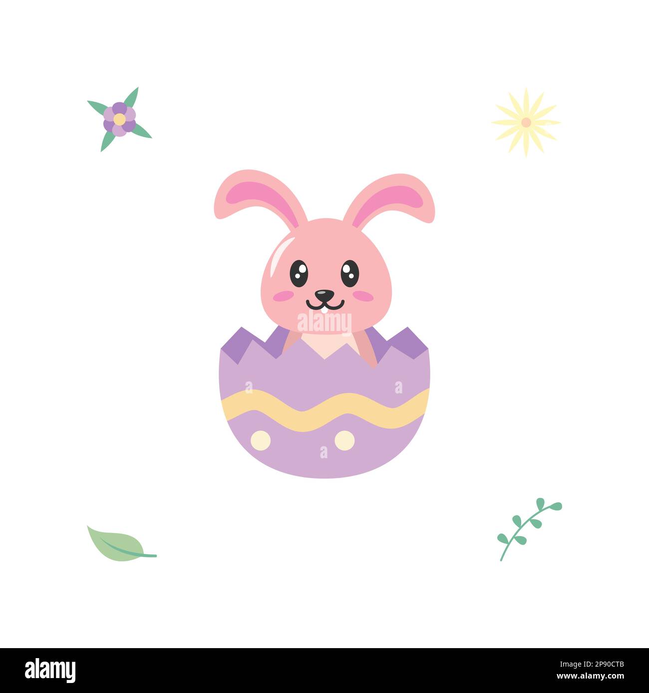 Flache Darstellung des Osterhasen-Flachvektors. Stock Vektor