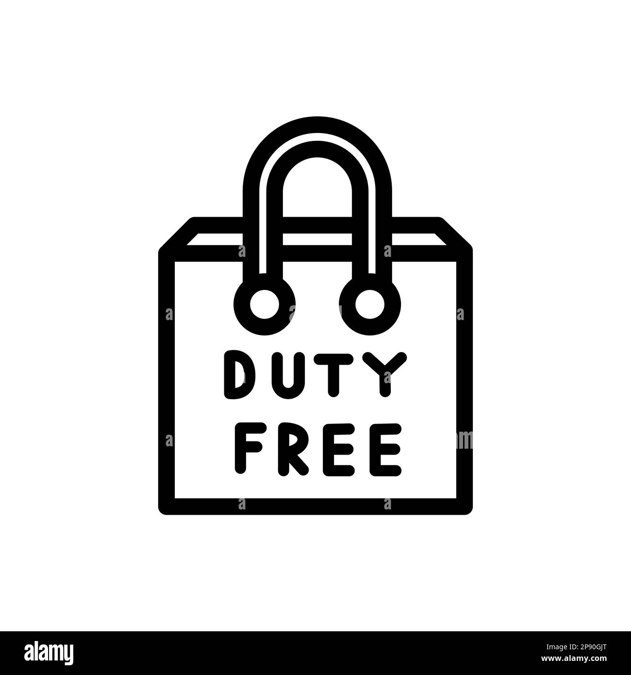 Duty-Free-Symbol. Einfache Darstellung linearer Elemente. Isolierte Leitung Duty-Free-Symbol auf weißem Hintergrund. Dünner Strich kann für Bahn, Mo Stock Vektor