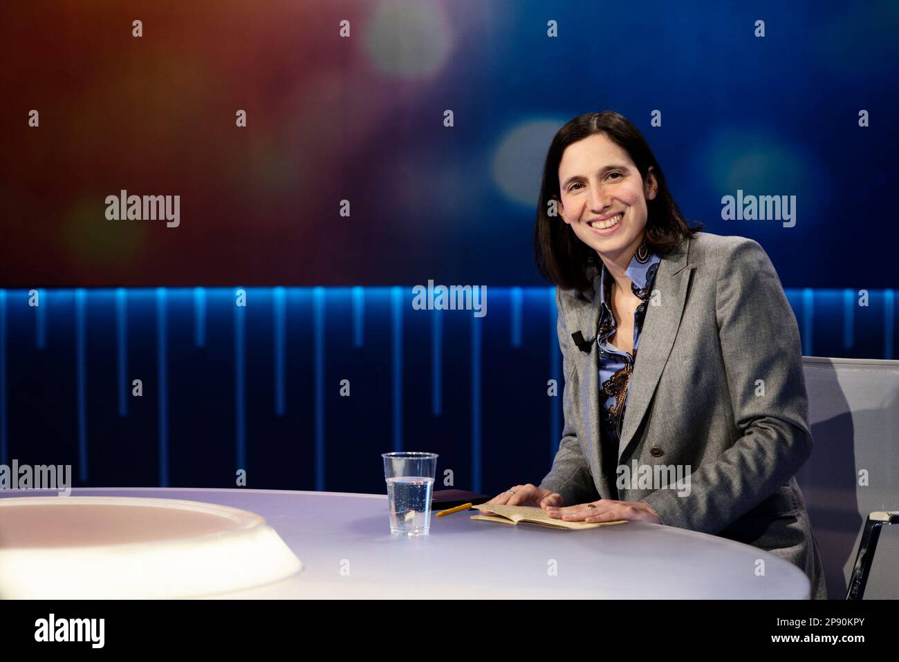 Elly Schlein, Generalsekretär der Partito Democratico (Demokratische Partei), nimmt an der Otto e Mezzo TV Show in den La7 Studios Teil Stockfoto