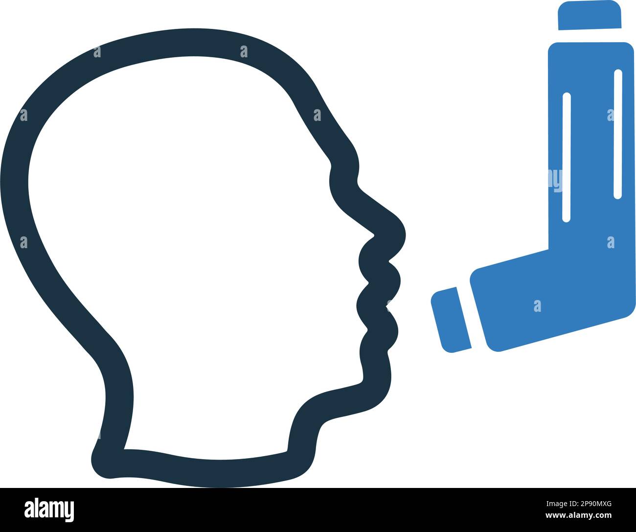 Symbol für Asthma, Atmung, Inhalator. Verwendung für kommerzielle, Printmedien, Web oder jede Art von Design-Projekten. Stock Vektor