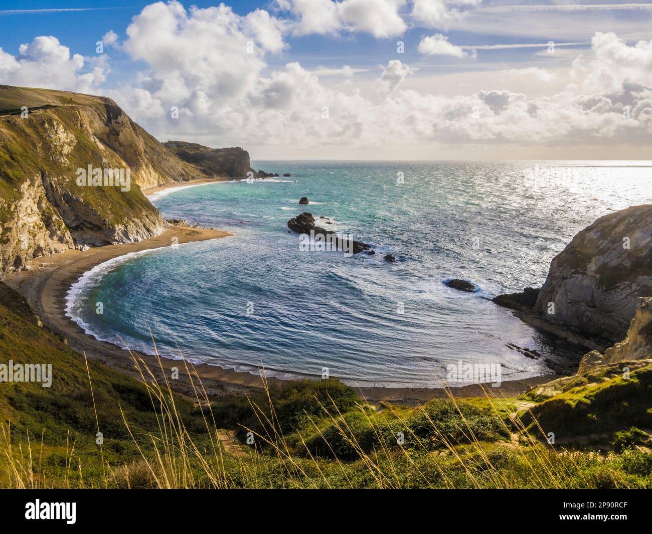 St. Oswald's Bay und Dungy Head an der Jurassic Coast in Dorset. Stockfoto