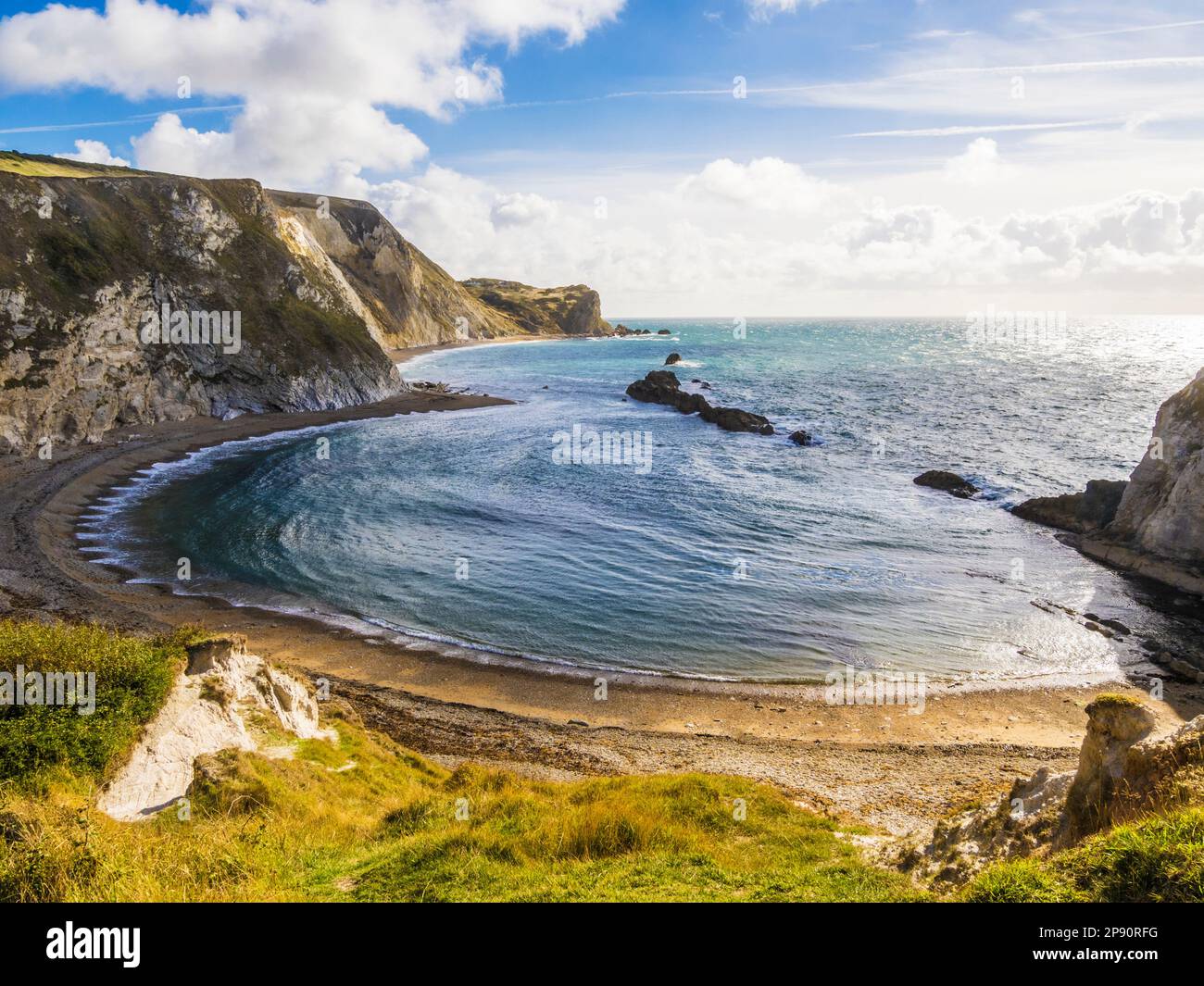 St. Oswald's Bay und Dungy Head an der Jurassic Coast in Dorset. Stockfoto