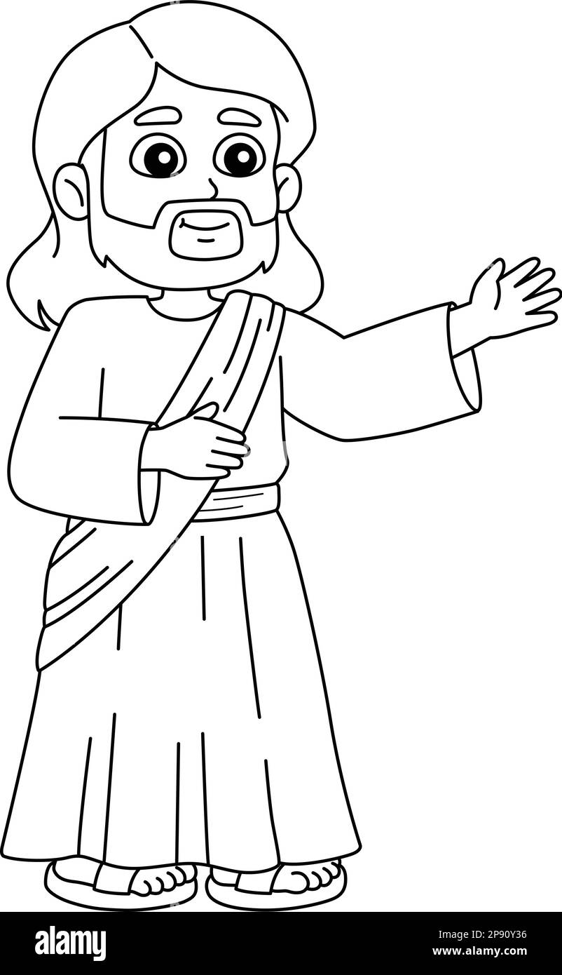 Jesus, der Messias, isolierte Malseite für Kinder Stock Vektor