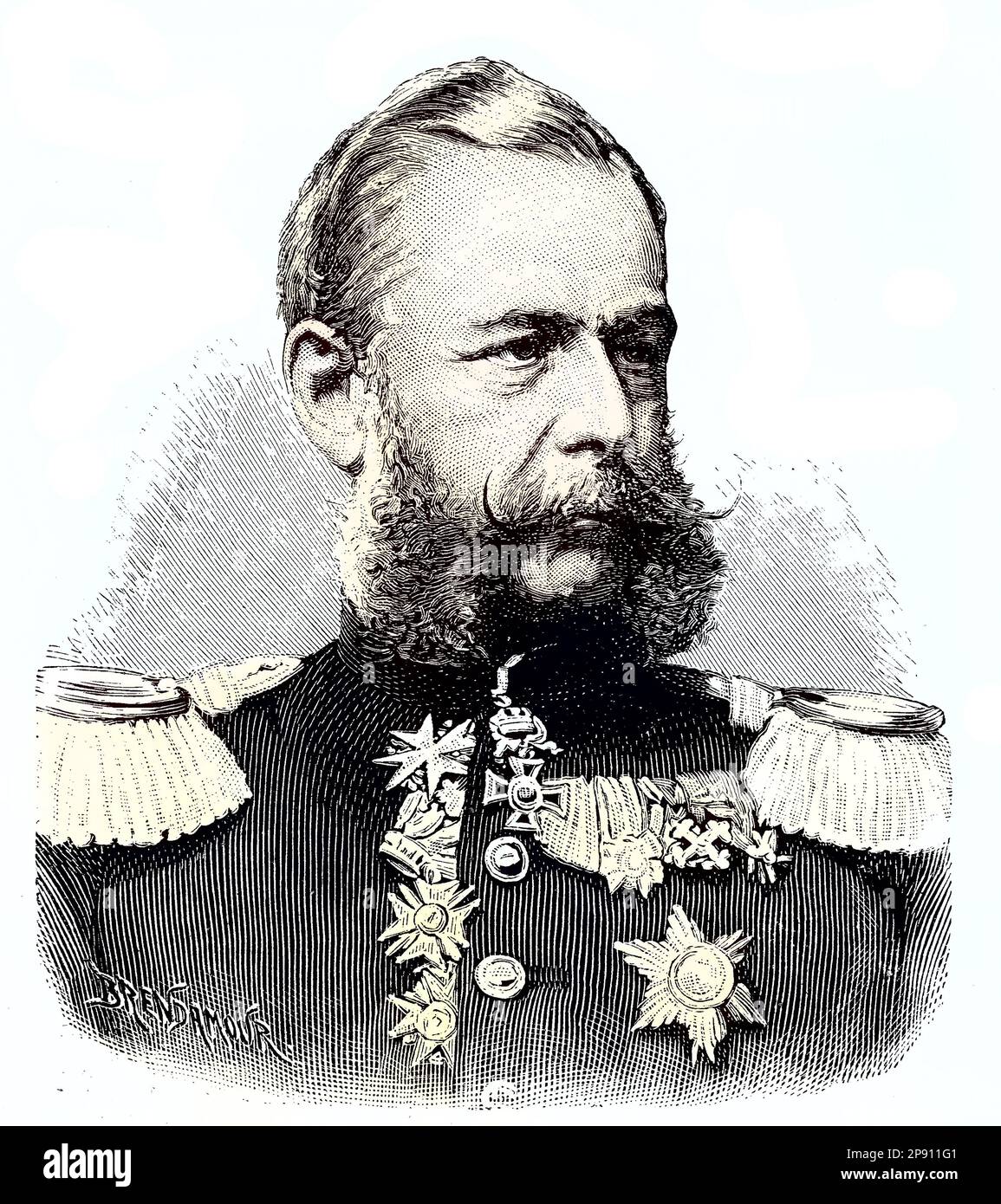 Georg Friedrich Alfred Graf von Fabrice, 1818 - 1891, war ein sächsischer General der Kavallerie und von 1876 bis zu sein Tod Vorsitzender des sächsischen Generalministeriums. Mehr als 24 Jahre lang war er sächsischer Kriegsminister und diente vier sächsischen Königen, Situation aus der Zeit des Deutsch-Französischen Krieges, 1870-1871, Historisch, digital Restaurant Reproduktion von einer Vorlage aus dem 19. Hundert Stockfoto