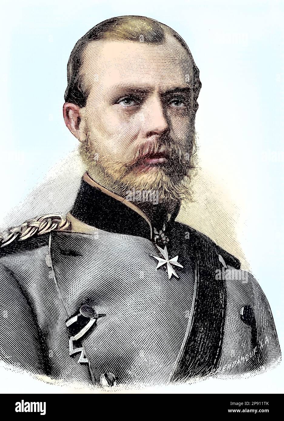 Prinz Friedrich Wilhelm Nikolaus Albrecht von Preußen, 1837 - 1906, war ein preußischer Generalfeldmarschall, Herrenmeister, Großmeister des Johanniterordens von 1883 bis zu sein Tod und Regent des Herzogtums Braunschweig ab 1885, Situation zur Zeit des Deutsch-Französischen Krieges, 1870-1871, Historisch, digitale Restauration von einer Vorlage aus dem 19. Hundert Stockfoto