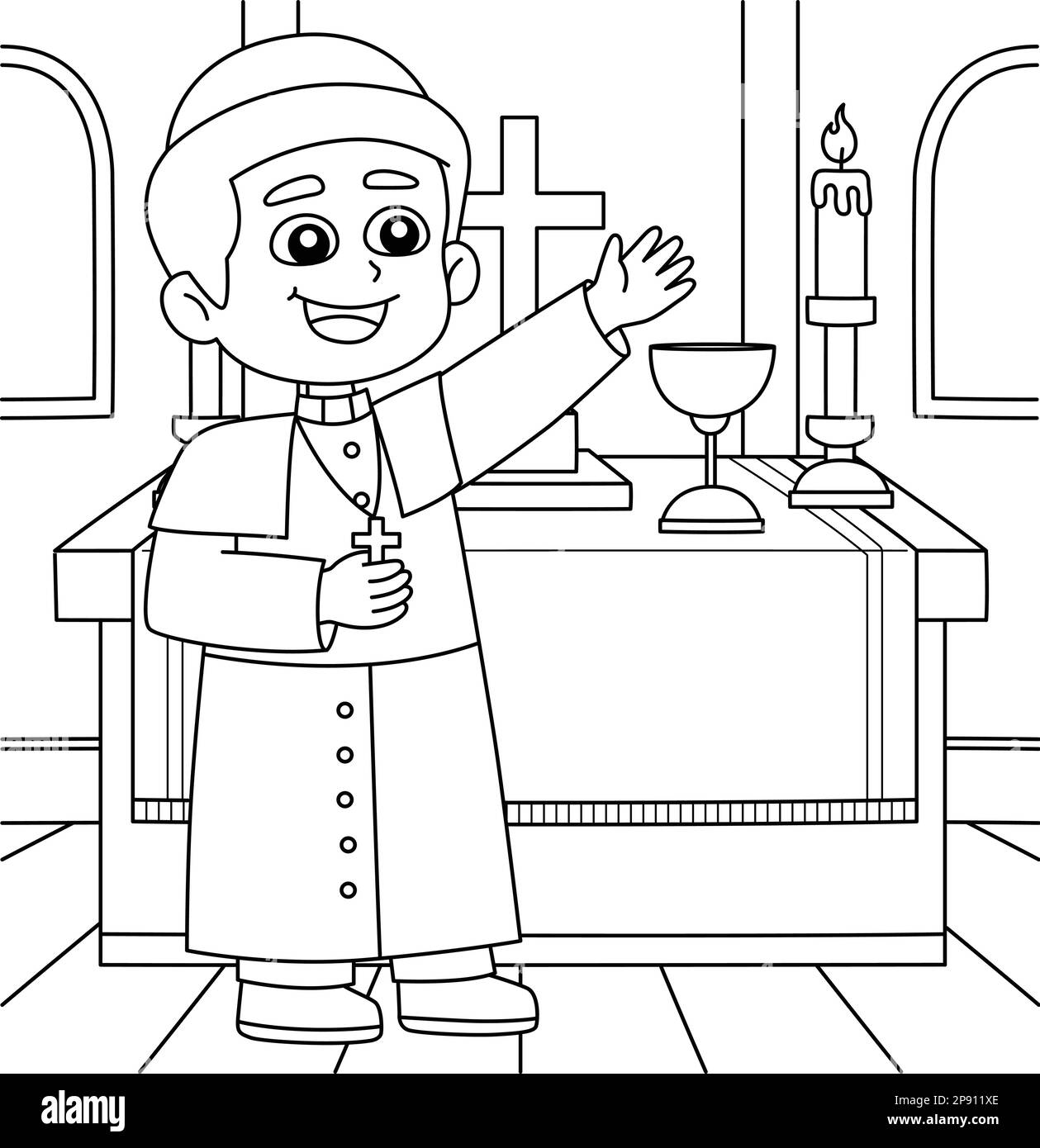 Christian Priest Malseite für Kinder Stock Vektor