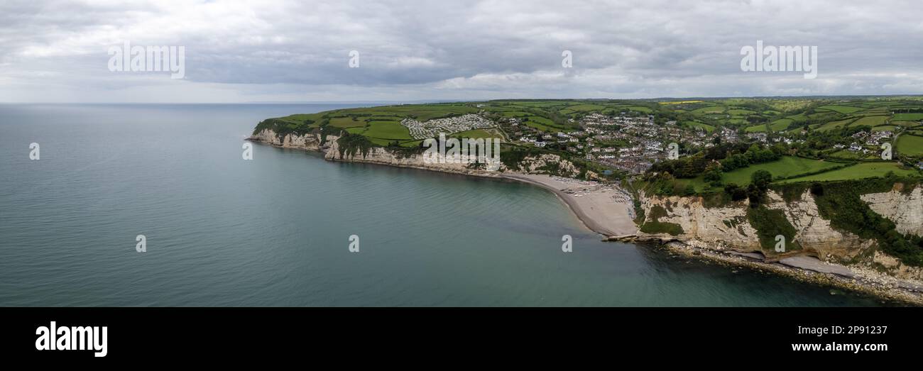 Bier, Devon - Drohnen-Panoramafoto Stockfoto