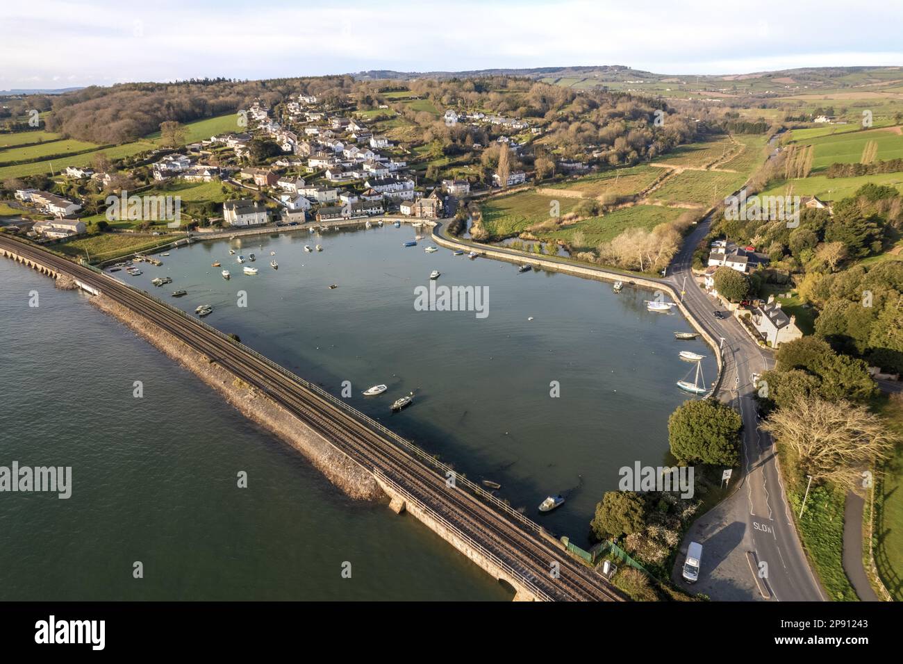 Cockwood Harbour, Devon - Drone Luftpanorama-Foto Stockfoto