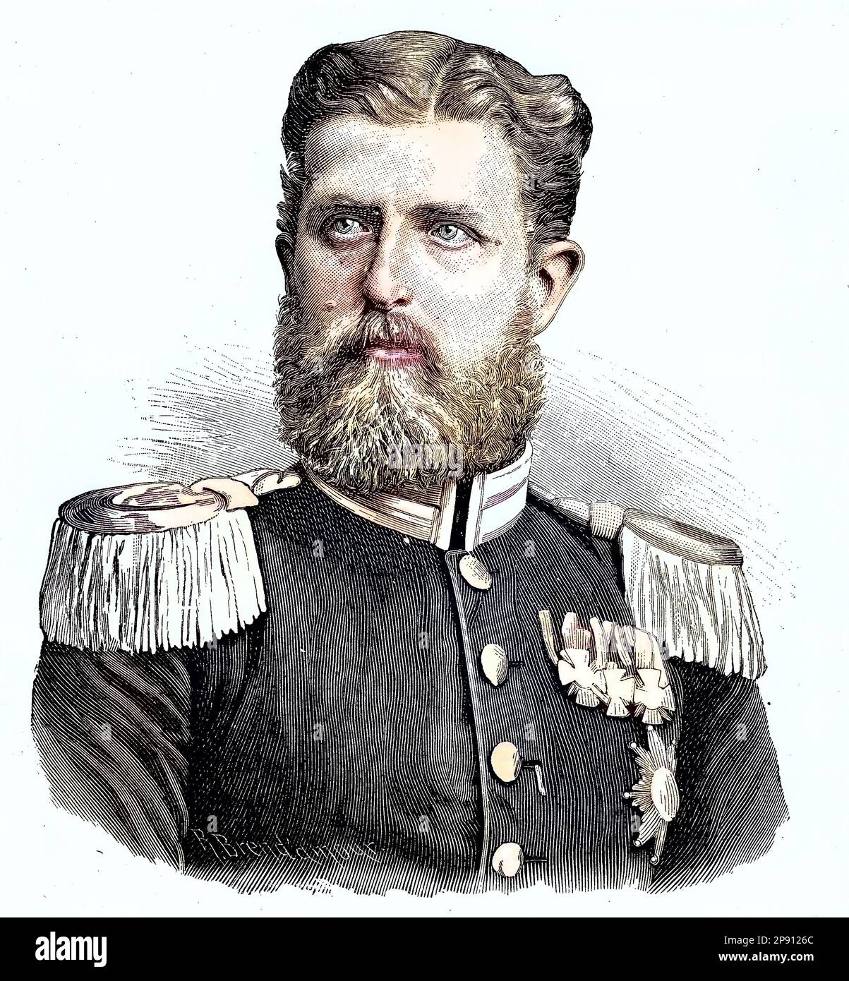 Leopold, Fürst von Hohenzollern, Leopold Stephan Karl Anton Gustav Eduard Tassilo Fürst von Hohenzollern, 1835 - 1905, war das Oberhaupt des schwäbischen Zweigs des Hauses Hohenzollern und spielte eine flüchtige Rolle in der europäischen Machtpolitik im Zusammenhang mit dem Deutsch-Französischen Krieg, Situation aus der Zeit des Krieges, 1870-1871, Deutsch Digitale Restaurierte Reproduktion von einer Vorlage aus dem 19. Hundert Stockfoto