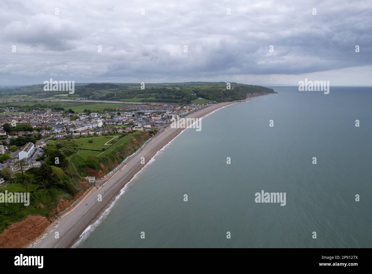 Seaton, Devon - Drohne Luftpanorama-Foto Stockfoto