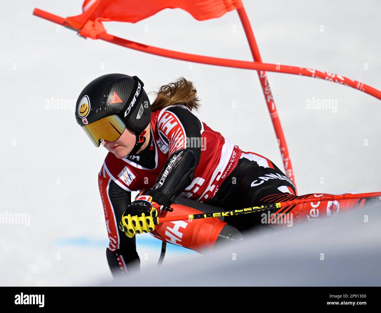 JAHR 20230310 Valérie Grenier, Kanada, während des ersten Laufs im riesigen Slalom-Wettbewerb der Weltmeisterschaft, Åre. Foto: Pontus Lundahl / TT / Code Stockfoto