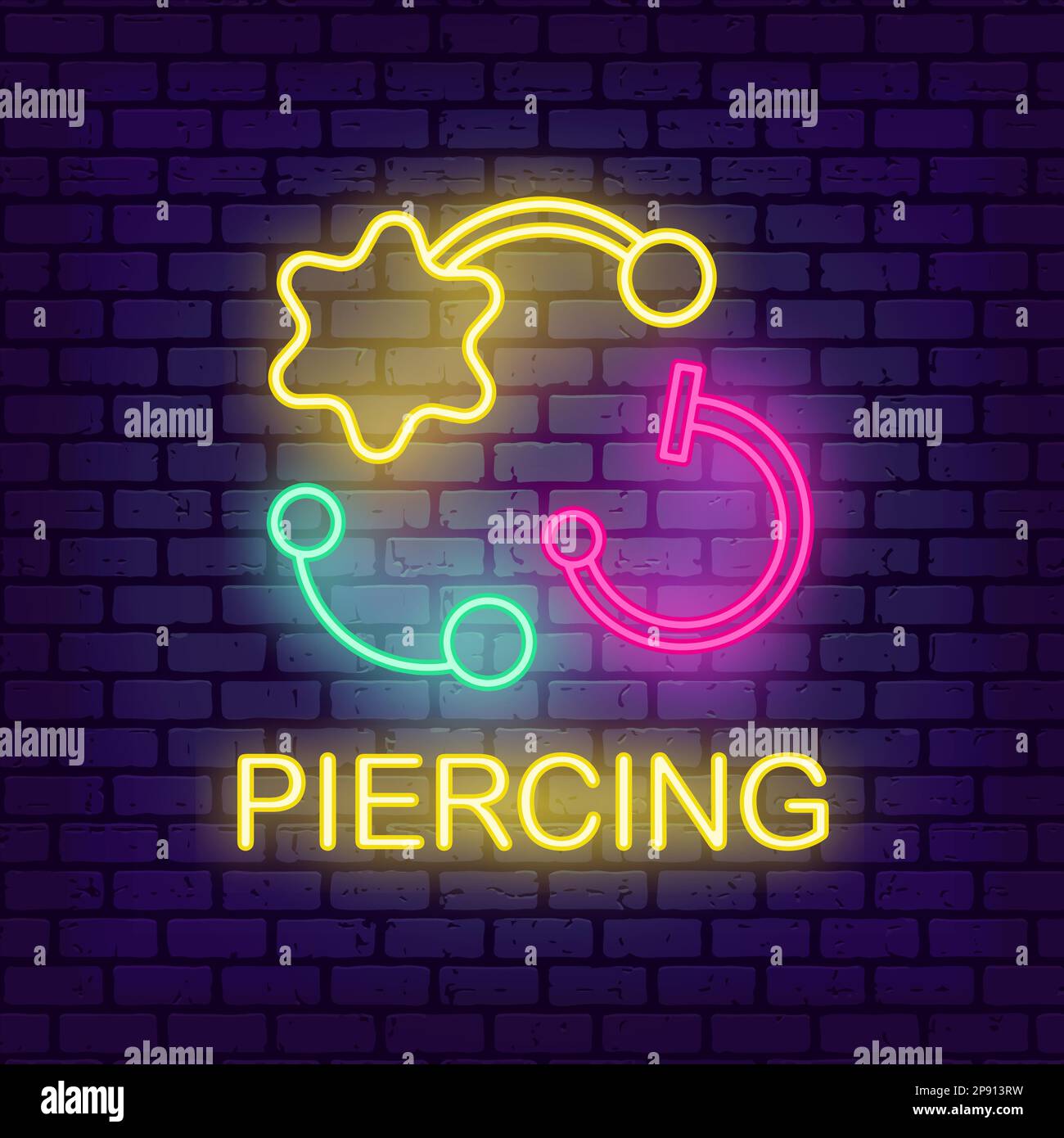 Neonlicht-Schild für Piercing Studio Stock Vektor