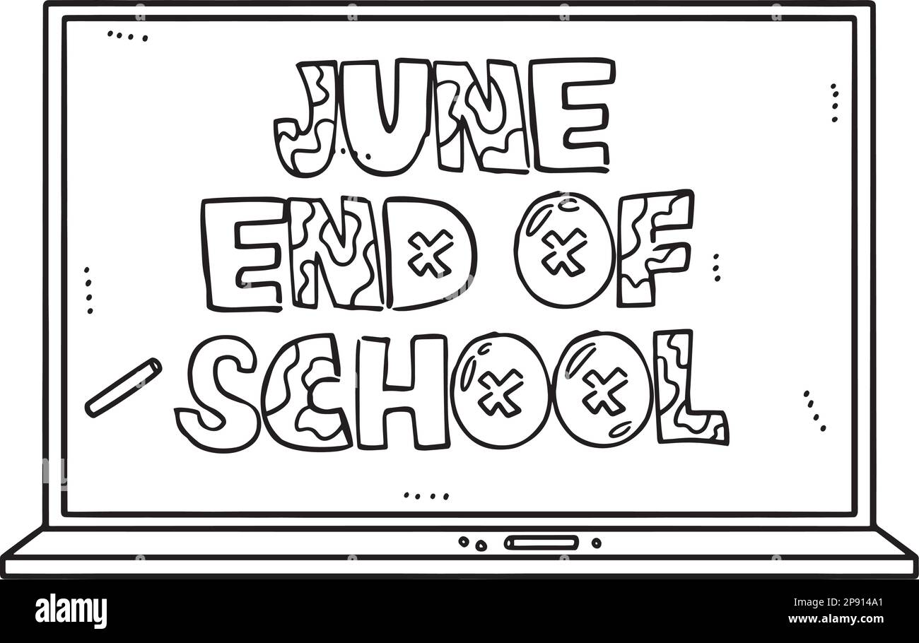 Isolierte Malseite für Kinder am Ende der Schule Stock Vektor