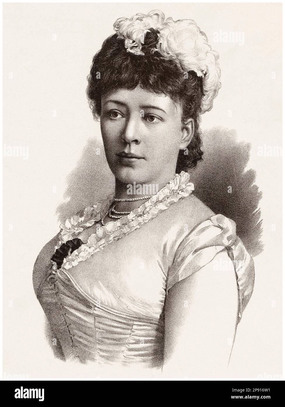 Bertha von Suttner (1843-1914), österreichisch-böhmische Pazifistin und Schriftstellerin, erste Frau mit Friedensnobelpreis, Porträtzeichnung von Jos. Eberle & Co, 1890 Stockfoto