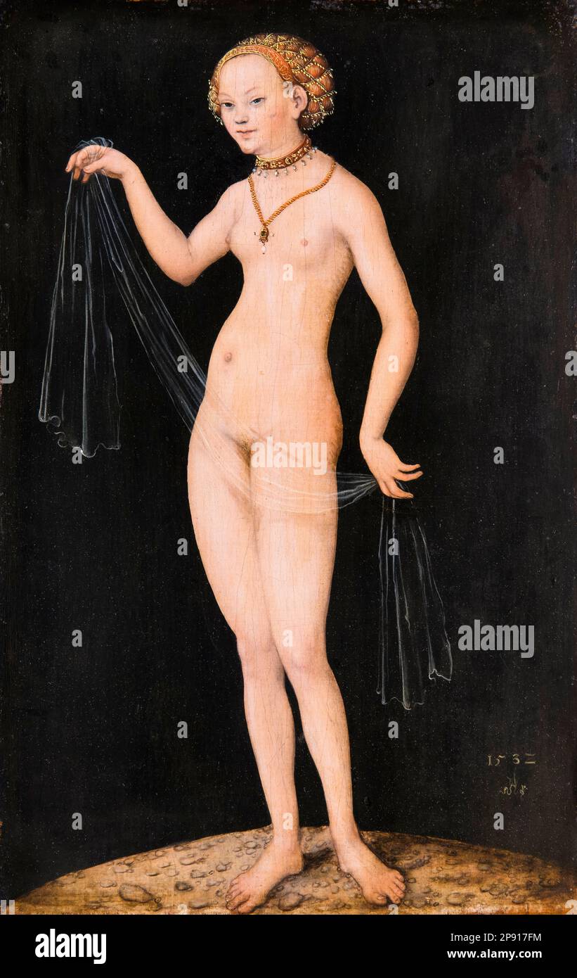 Lucas Cranach der Ältere, Venus, gemalt in gemischten Medien auf Buchenholz, 1532 Stockfoto