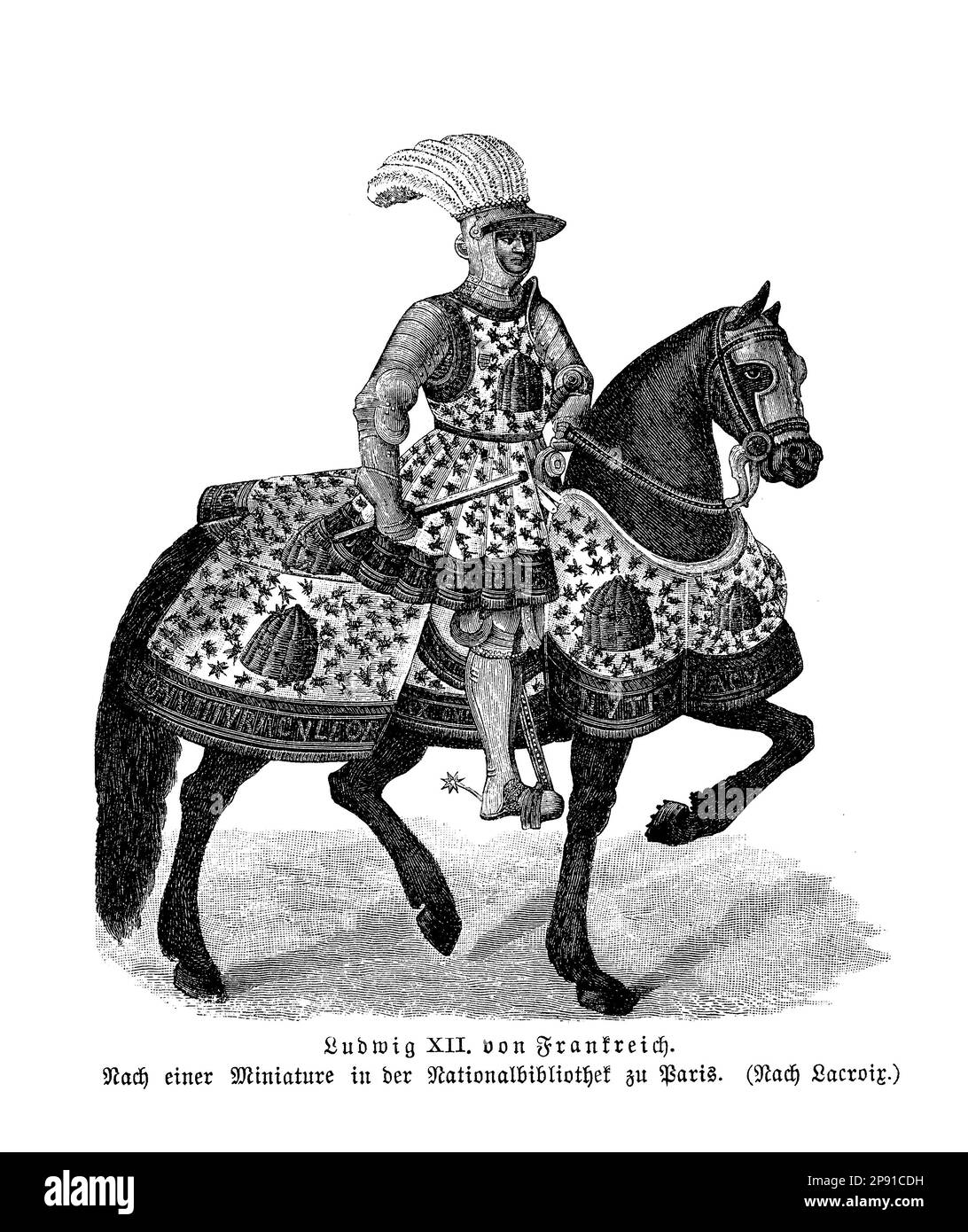 Ludwig XII von Frankreich war ein Monarch, der von 1498 bis 1515 regierte und Karl VIII. Nachfolgte Er setzte die Außenpolitik seines Vorgängers fort, indem er in Italien Krieg führte und schließlich den Thron von Neapel beanspruchte. Er war auch bekannt für seine Versuche, das französische Recht zu reformieren und die Interessen der Armen zu schützen. Stockfoto
