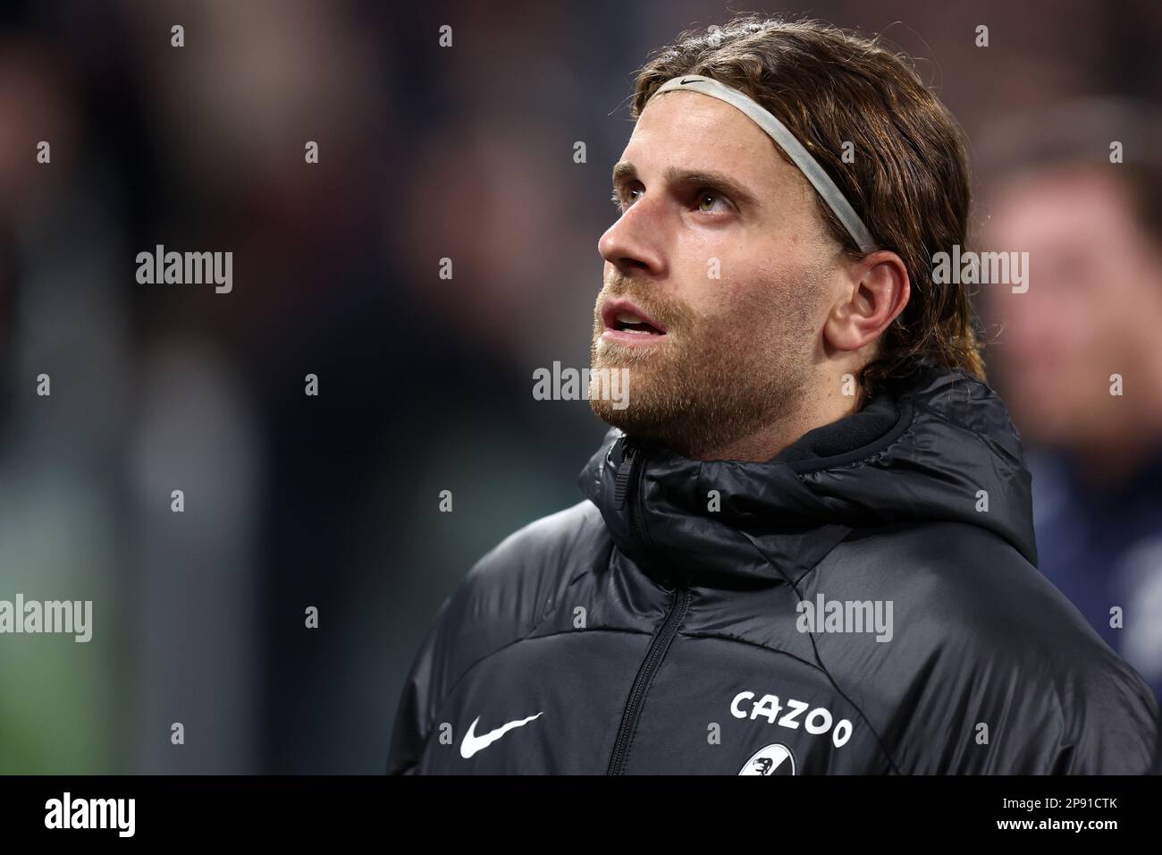 Lucas Holer von SC Freiburg blickt auf die UEFA Europa League-Runde des 16. Fußballspiels zwischen dem FC Juventus und dem FC Freiburg im Allianz-Stadion am 9 2023. März in Turin (Italien). Stockfoto