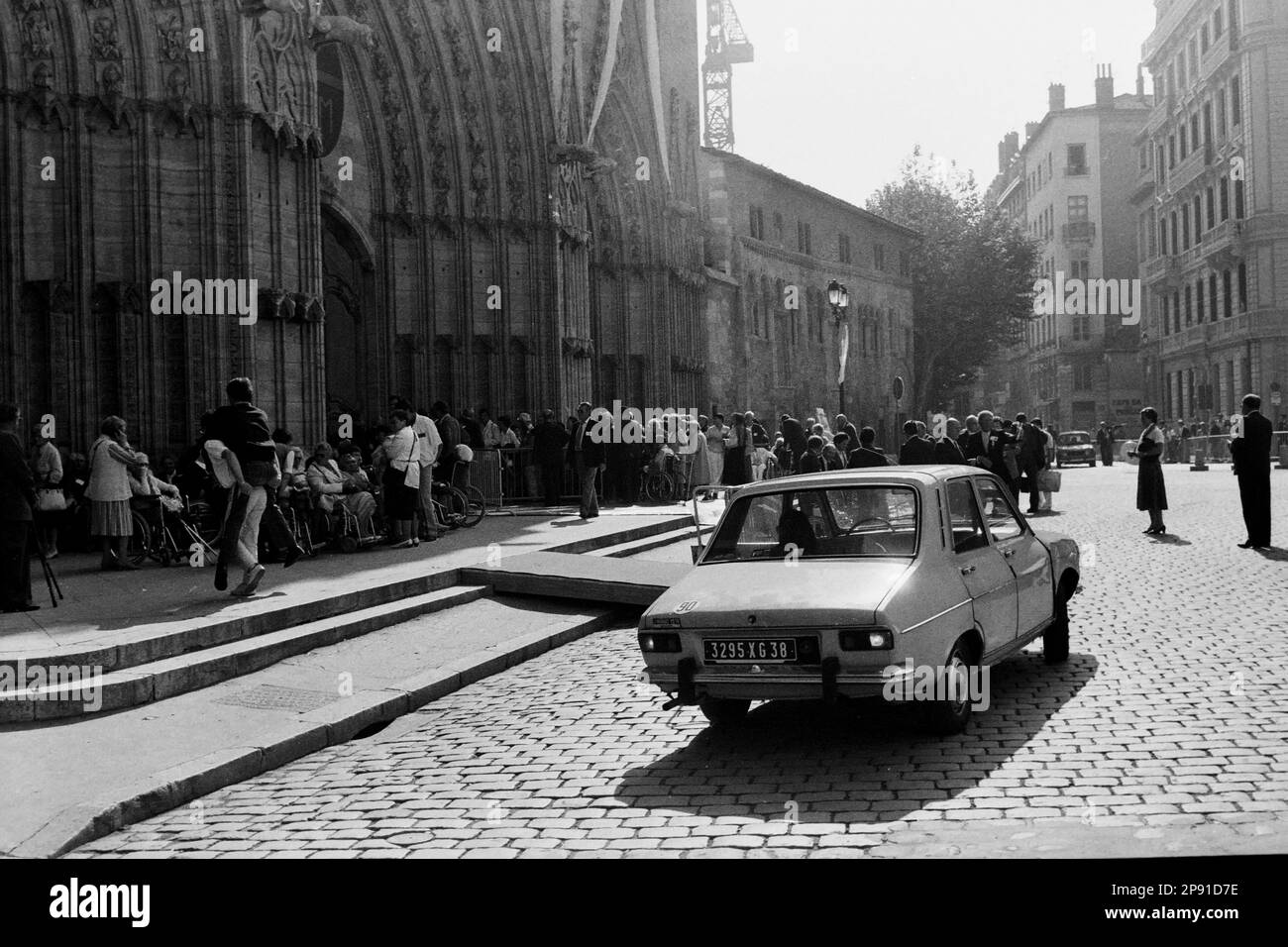 Archive 80ies; Lyon bereitet Papst Jean-Paul II. Besuch in Lyon, Frankreich vor Stockfoto