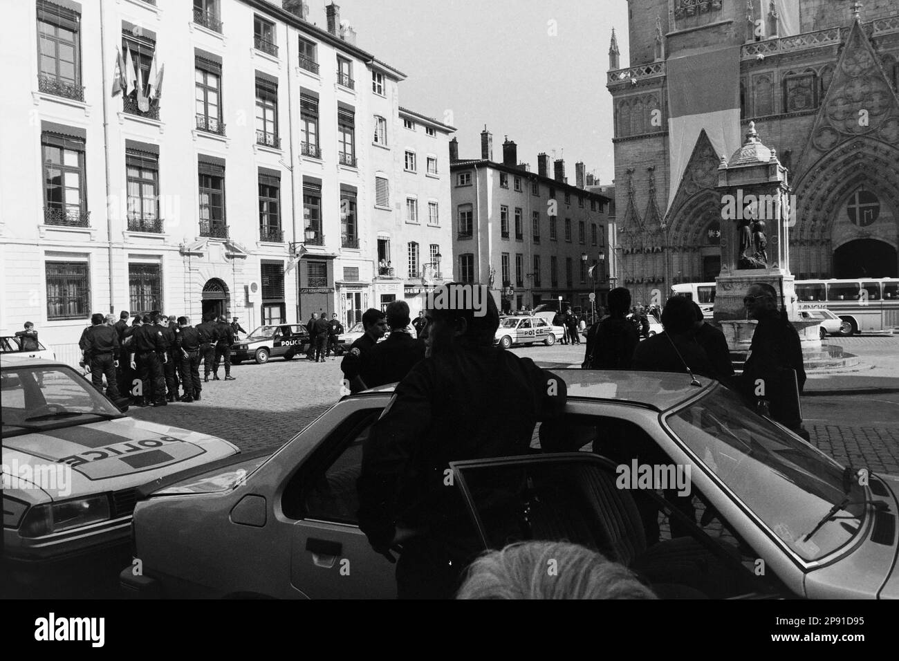 Archive 80ies; Lyon bereitet Papst Jean-Paul II. Besuch in Lyon, Frankreich vor Stockfoto