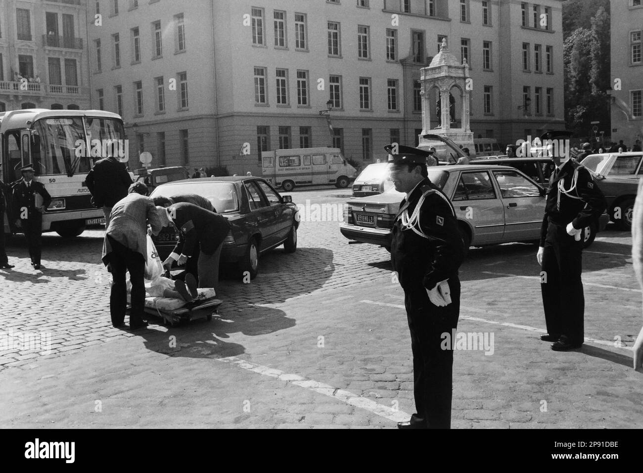 Archive 80ies; Lyon bereitet Papst Jean-Paul II. Besuch in Lyon, Frankreich vor Stockfoto