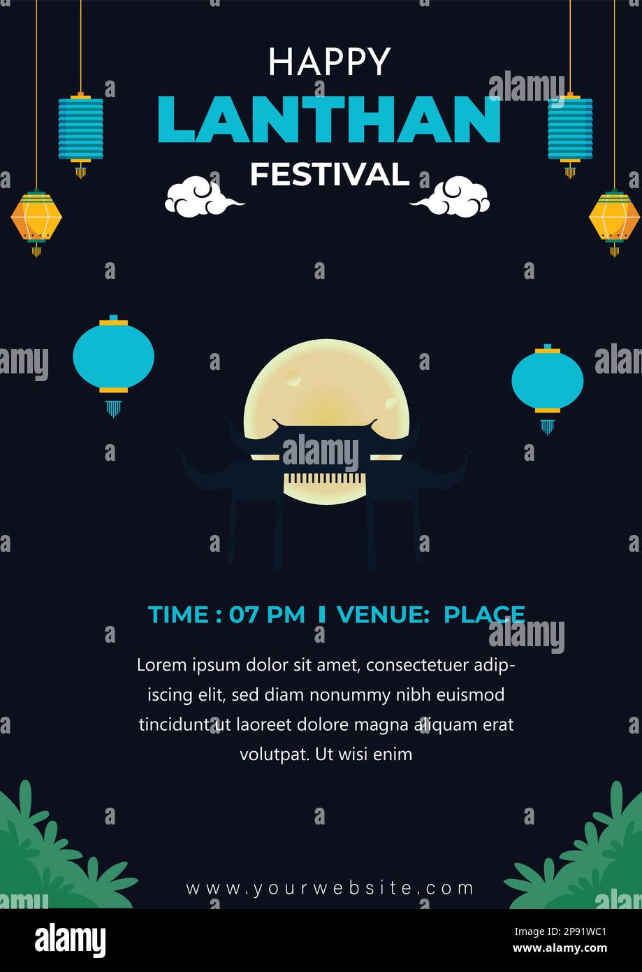Flyer-Design für das Latern Festival Mitte Herbst. Stock Vektor