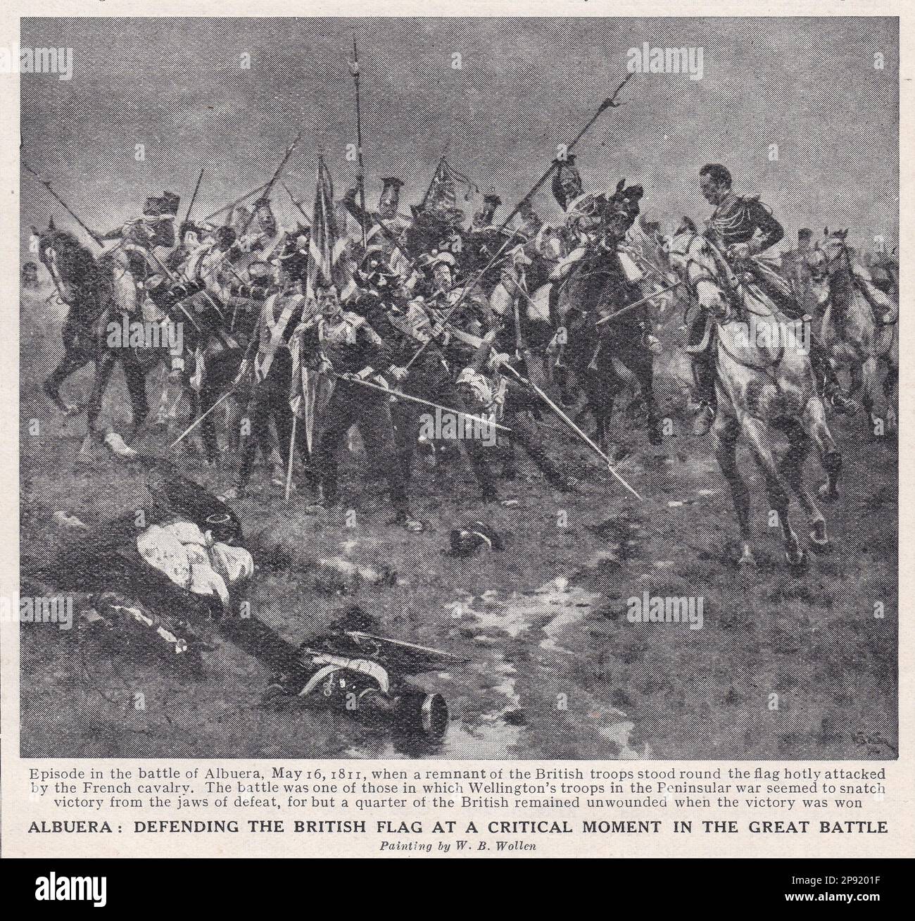 Albuera - Verteidigung der britischen Flagge in einem kritischen Moment der Großen Schlacht 1811. Stockfoto