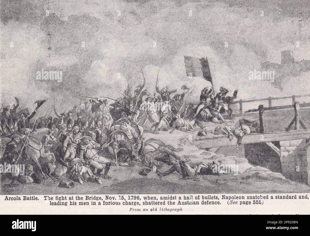 Arcola Battle - der Kampf auf der Brücke, 1796. Stockfoto